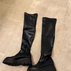 Stradivarius Black Over-the-Knee Boots